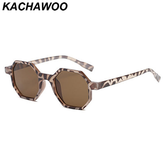 Kachawoo gafas de sol octagonales mujeres vintage leopardo naranja negro pequeñas gafas de sol para hombre accesorios de playa de verano 2018