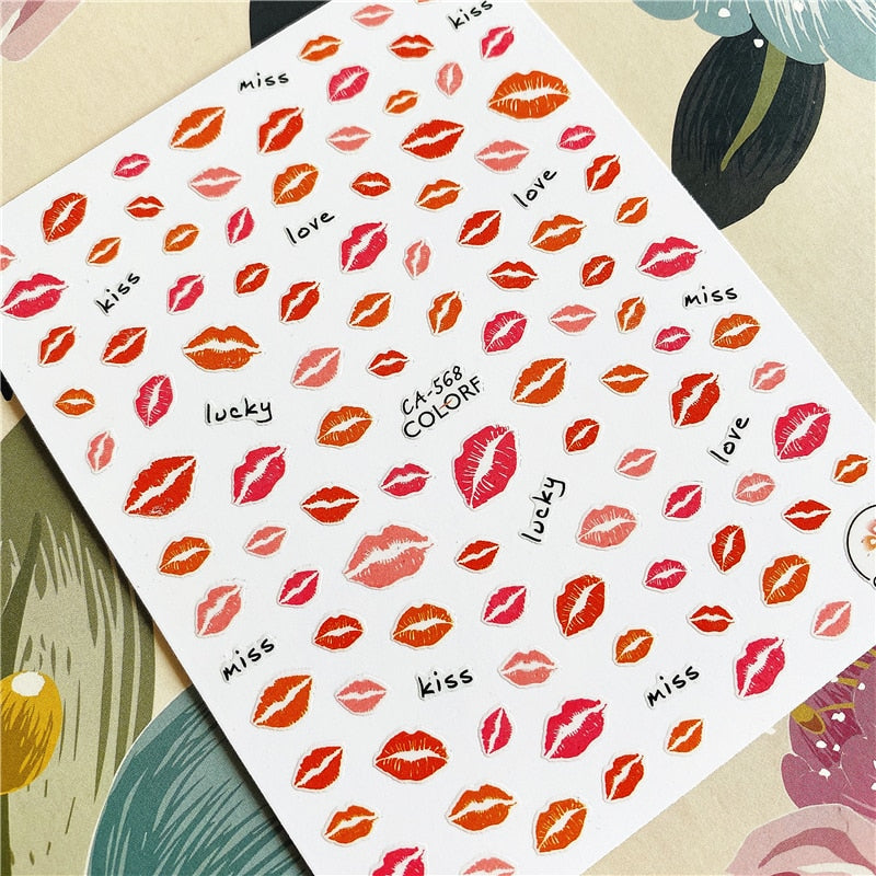 MG191002-12 Love Heart Kiss Valentine's Day 3D Back glue Nail decal Nail sticker Nail decoration Nail art Nail ornament