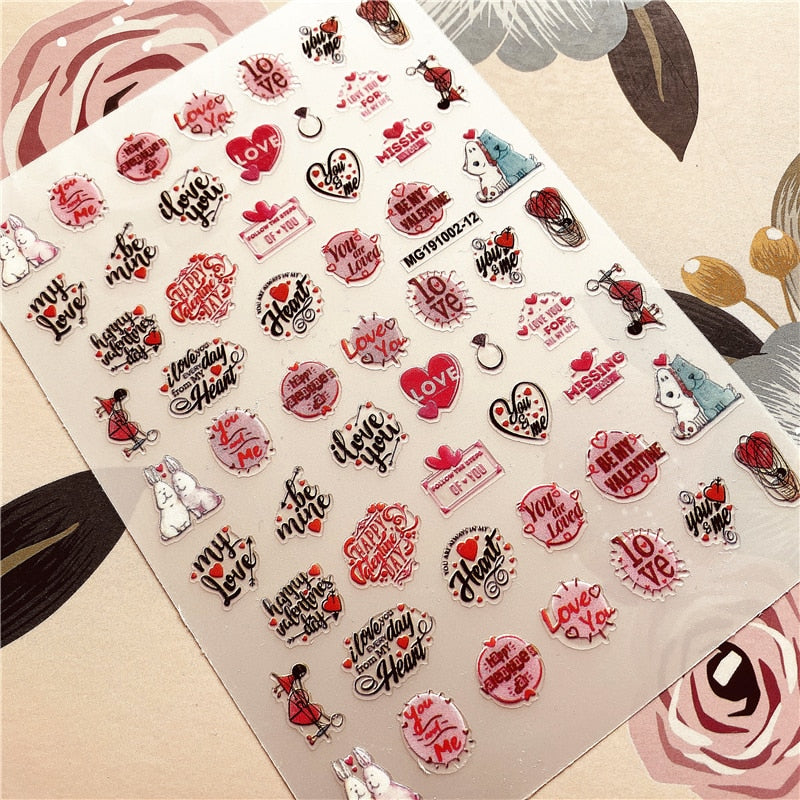 MG191002-12 Love Heart Kiss Valentine's Day 3D Back glue Nail decal Nail sticker Nail decoration Nail art Nail ornament