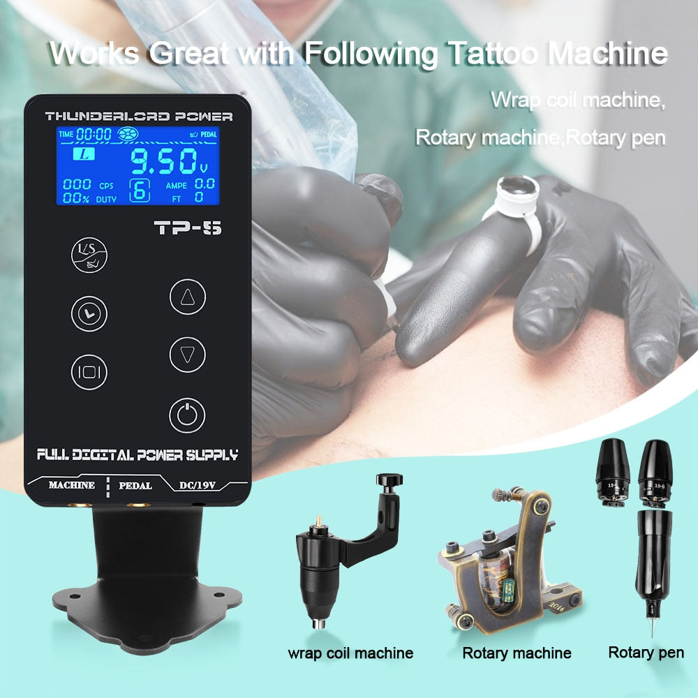 THUNDERLORD-fuente de alimentación Digital para tatuaje, pantalla táctil LCD, fuente de alimentación Dual para tatuaje, pluma rotativa, máquina de maquillaje, suministros para tatuaje