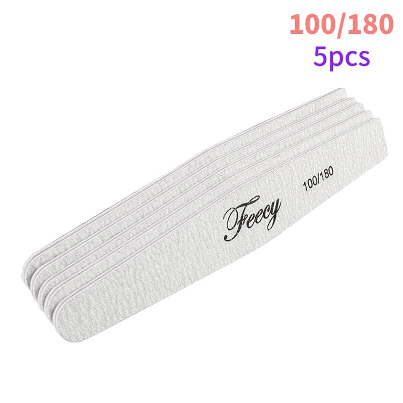 Limas de uñas 5/10 unids/lote 100/180, duraderas, pulidoras, tope de lijado, limas para pulir uñas, limas de madera para manicura, papel de lija