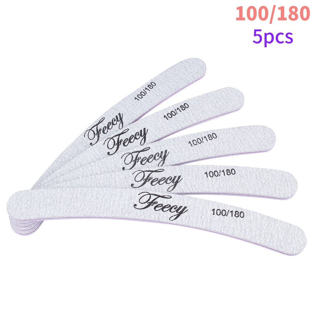 Limas de uñas 5/10 unids/lote 100/180, duraderas, pulidoras, tope de lijado, limas para pulir uñas, limas de madera para manicura, papel de lija