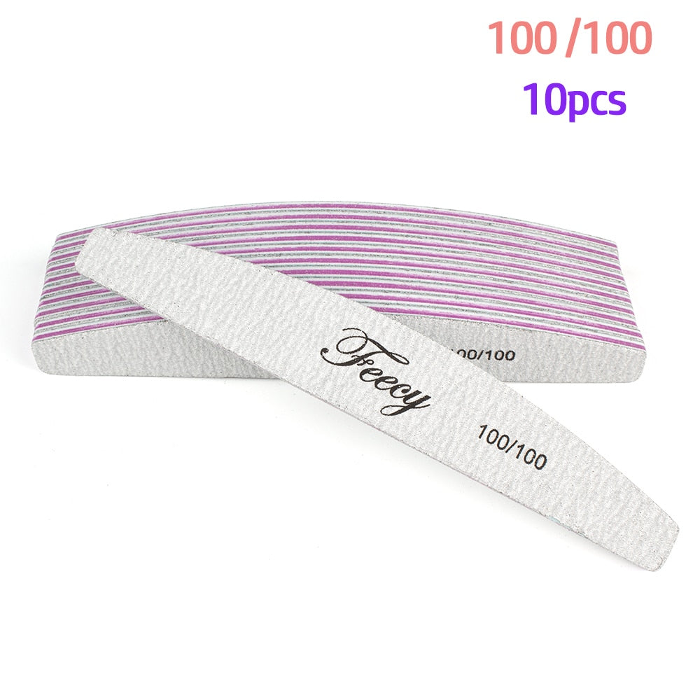 Limas de uñas 5/10 unids/lote 100/180, duraderas, pulidoras, tope de lijado, limas para pulir uñas, limas de madera para manicura, papel de lija