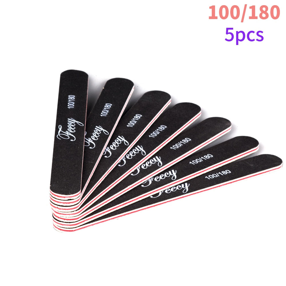 Limas de uñas 5/10 unids/lote 100/180, duraderas, pulidoras, tope de lijado, limas para pulir uñas, limas de madera para manicura, papel de lija
