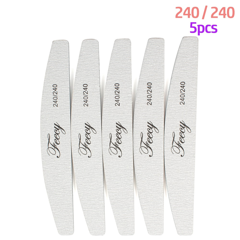 Limas de uñas 5/10 unids/lote 100/180, duraderas, pulidoras, tope de lijado, limas para pulir uñas, limas de madera para manicura, papel de lija