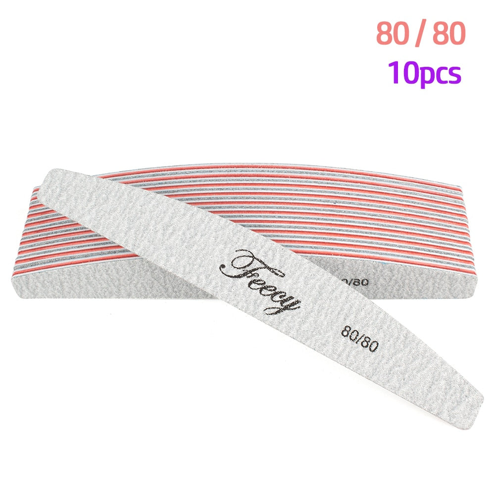 Limas de uñas 5/10 unids/lote 100/180, duraderas, pulidoras, tope de lijado, limas para pulir uñas, limas de madera para manicura, papel de lija
