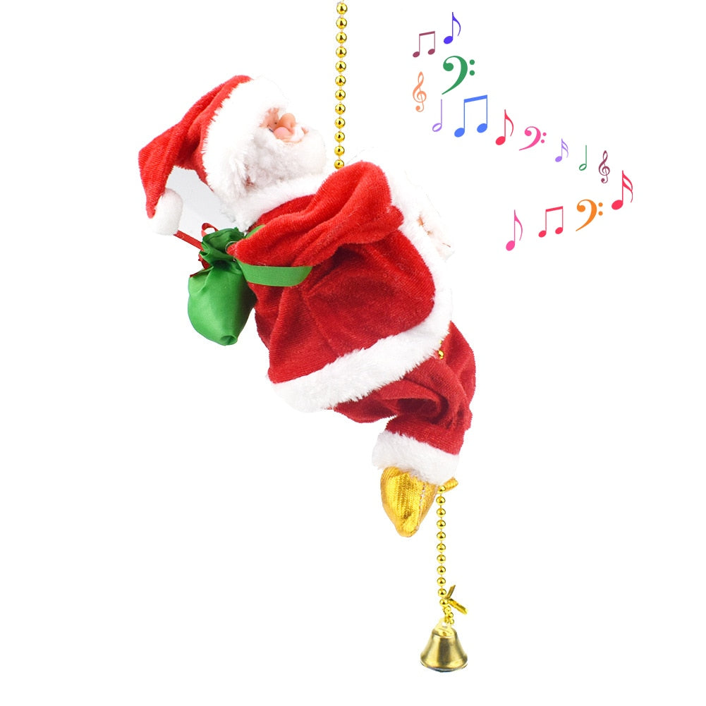 Cuentas de escalada eléctricas Papá Noel con música Papá Noel subiendo las escaleras decoración del árbol de Navidad escalada repetida para regalo de niños
