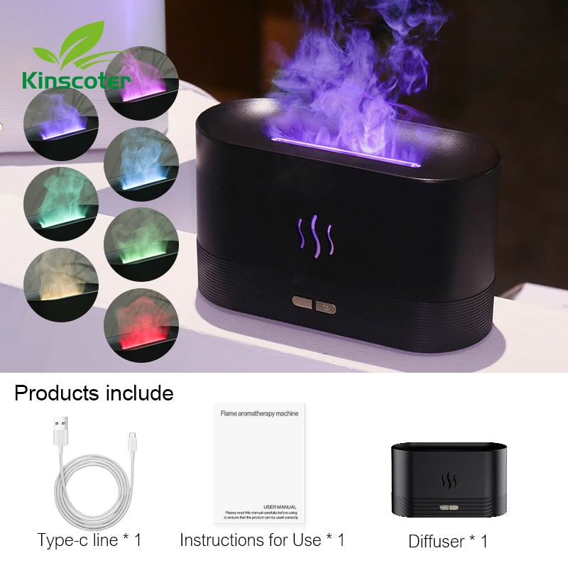 Kinscoter-difusor de Aroma, humidificador de aire ultrasónico, máquina de niebla, nebulizador, lámpara Led de llama de aceite esencial, Difusor