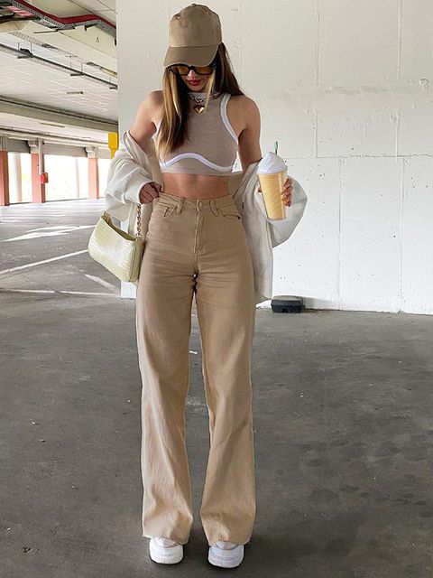 Rockmore-pantalones vaqueros holgados Vintage para mujer, ropa de calle de los años 90, pantalones Cargo de pierna ancha con bolsillos, pantalones vaqueros rectos de cintura baja 2021