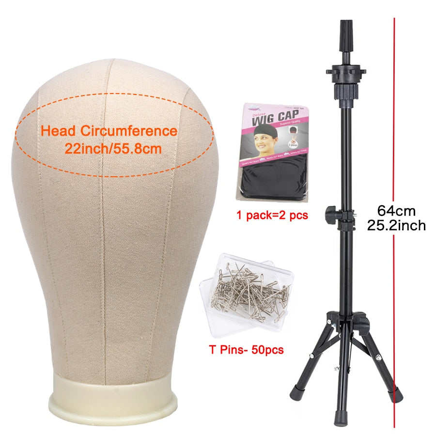 Alileader nuevo 140Cm/64Cm soporte para pelucas trípode para peluca con maniquí cabeza de bloque de lienzo trípode ajustable soporte para hacer peluca kit TPins regalo