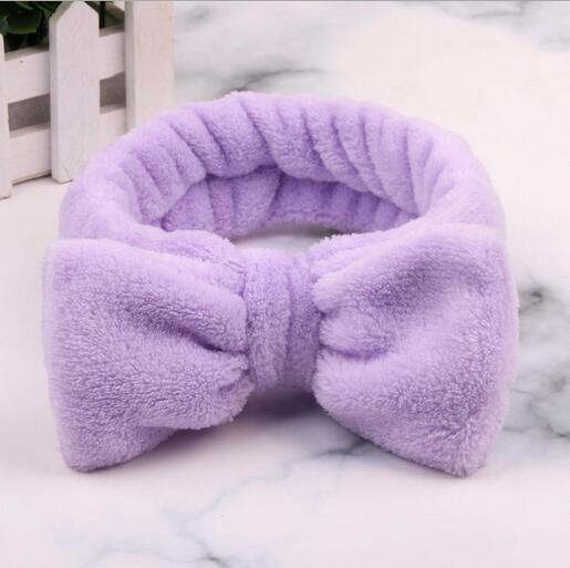Flannel Cosmetic Headbands Soft Bowknot Elastic Hair Band Hairlace for Washing Face Shower Spa Makeup Tools