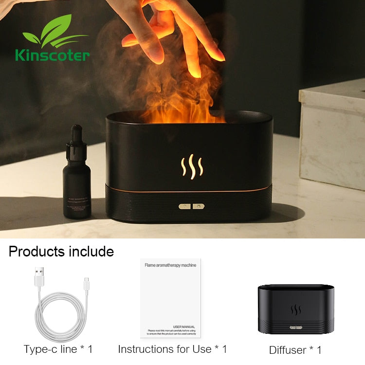Kinscoter-difusor de Aroma, humidificador de aire ultrasónico, máquina de niebla, nebulizador, lámpara Led de llama de aceite esencial, Difusor