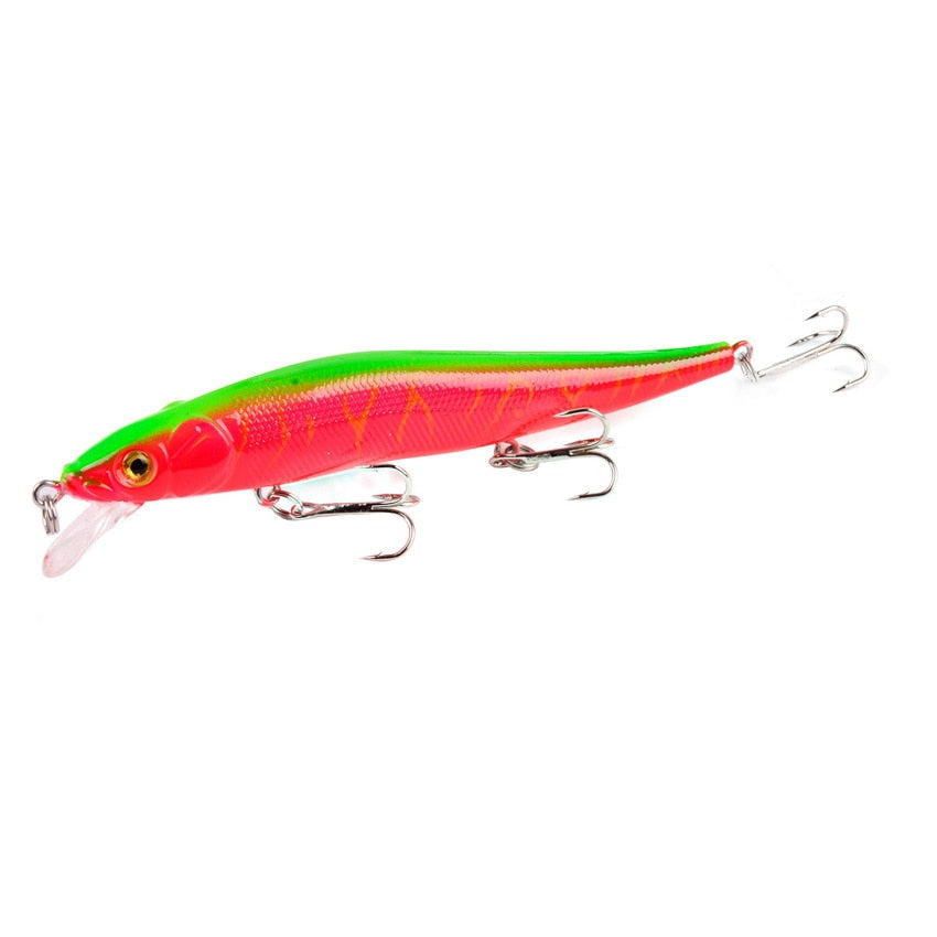 Señuelo de pesca Minnow, 11,5 cm, 13,9g, cebo duro Artificial flotante, señuelos wobbler de lubina, anzuelos triples para Lucio, aparejos