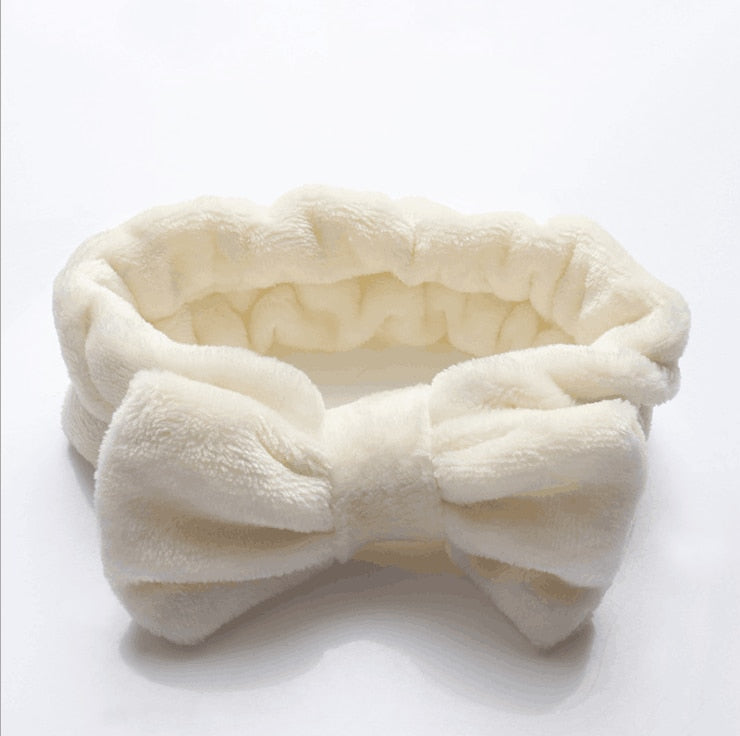 Flannel Cosmetic Headbands Soft Bowknot Elastic Hair Band Hairlace for Washing Face Shower Spa Makeup Tools