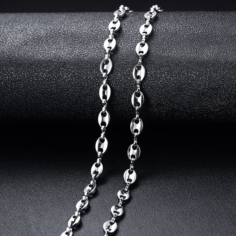 Collar de cadena Marina inflada con eslabones de granos de café de acero inoxidable para hombre y mujer, joyería de moda