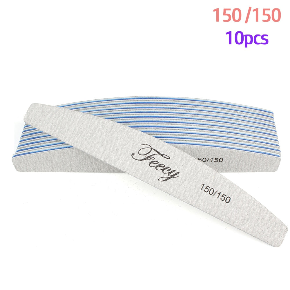 Limas de uñas 5/10 unids/lote 100/180, duraderas, pulidoras, tope de lijado, limas para pulir uñas, limas de madera para manicura, papel de lija