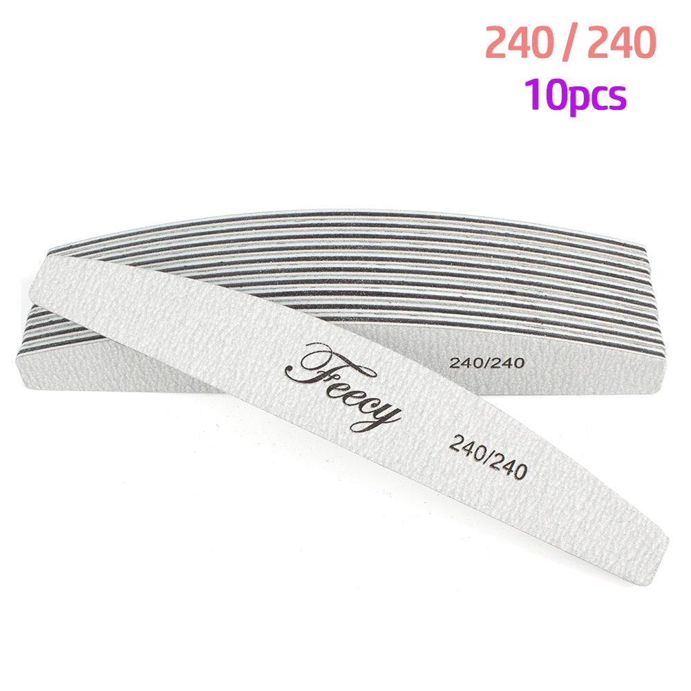 Limas de uñas 5/10 unids/lote 100/180, duraderas, pulidoras, tope de lijado, limas para pulir uñas, limas de madera para manicura, papel de lija