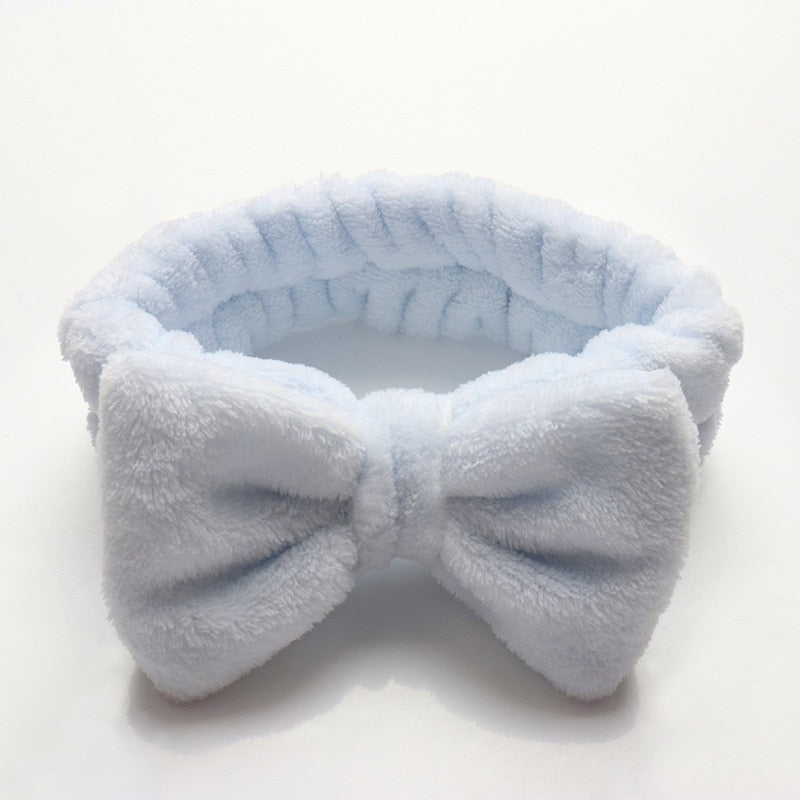 Flannel Cosmetic Headbands Soft Bowknot Elastic Hair Band Hairlace for Washing Face Shower Spa Makeup Tools