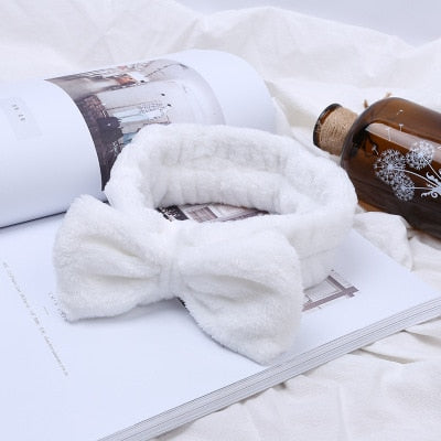Flannel Cosmetic Headbands Soft Bowknot Elastic Hair Band Hairlace for Washing Face Shower Spa Makeup Tools