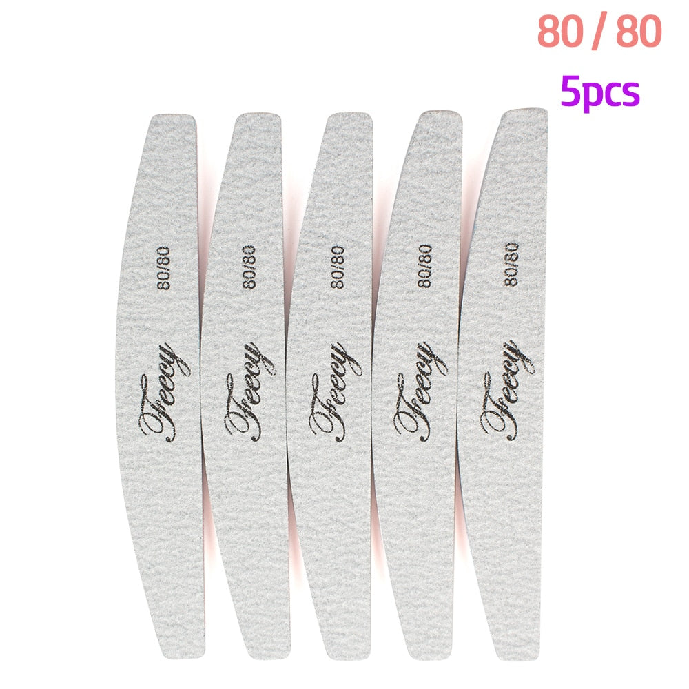 Limas de uñas 5/10 unids/lote 100/180, duraderas, pulidoras, tope de lijado, limas para pulir uñas, limas de madera para manicura, papel de lija