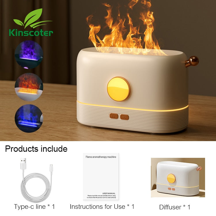 Kinscoter-difusor de Aroma, humidificador de aire ultrasónico, máquina de niebla, nebulizador, lámpara Led de llama de aceite esencial, Difusor