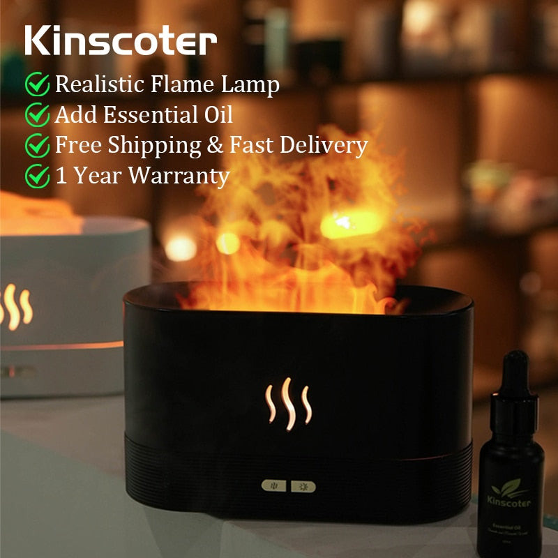 Kinscoter-difusor de Aroma, humidificador de aire ultrasónico, máquina de niebla, nebulizador, lámpara Led de llama de aceite esencial, Difusor