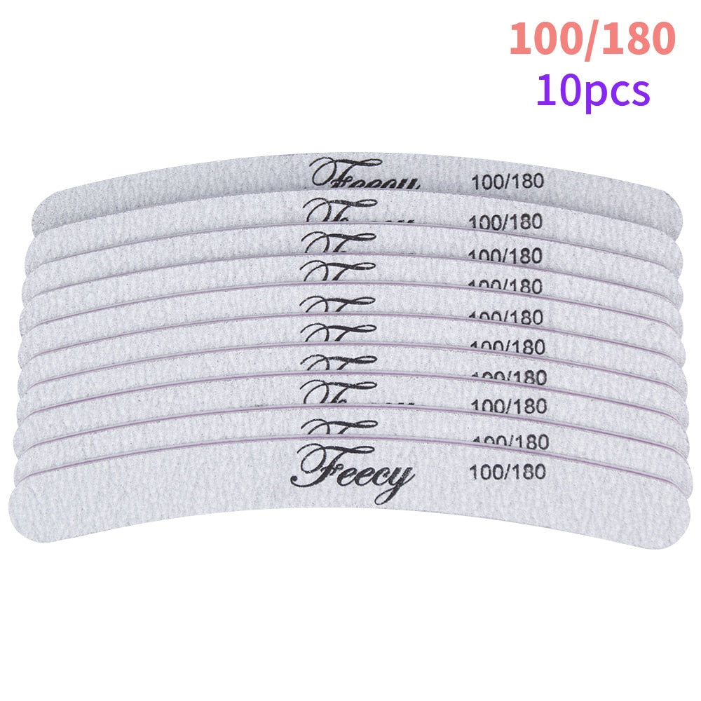 Limas de uñas 5/10 unids/lote 100/180, duraderas, pulidoras, tope de lijado, limas para pulir uñas, limas de madera para manicura, papel de lija