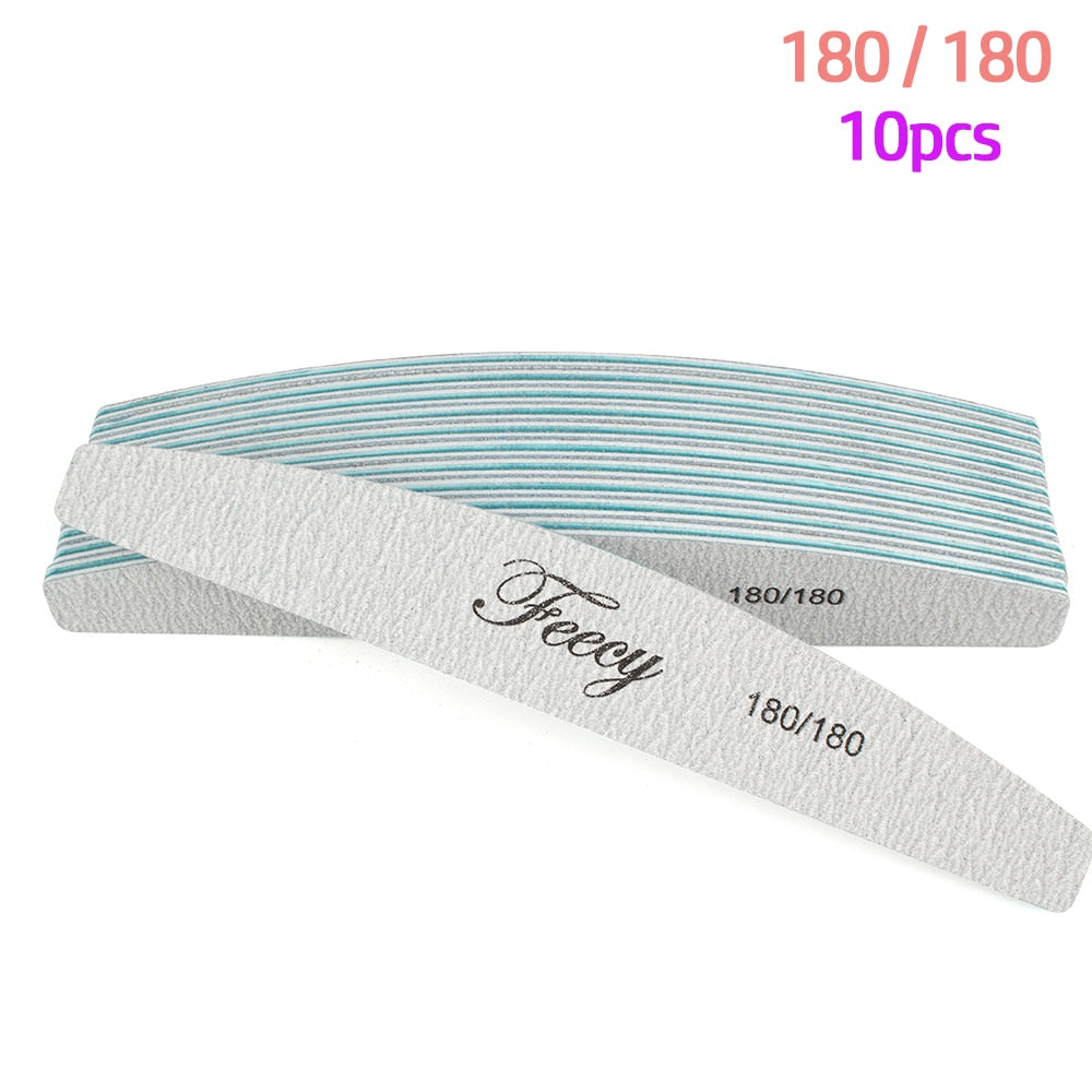 Limas de uñas 5/10 unids/lote 100/180, duraderas, pulidoras, tope de lijado, limas para pulir uñas, limas de madera para manicura, papel de lija