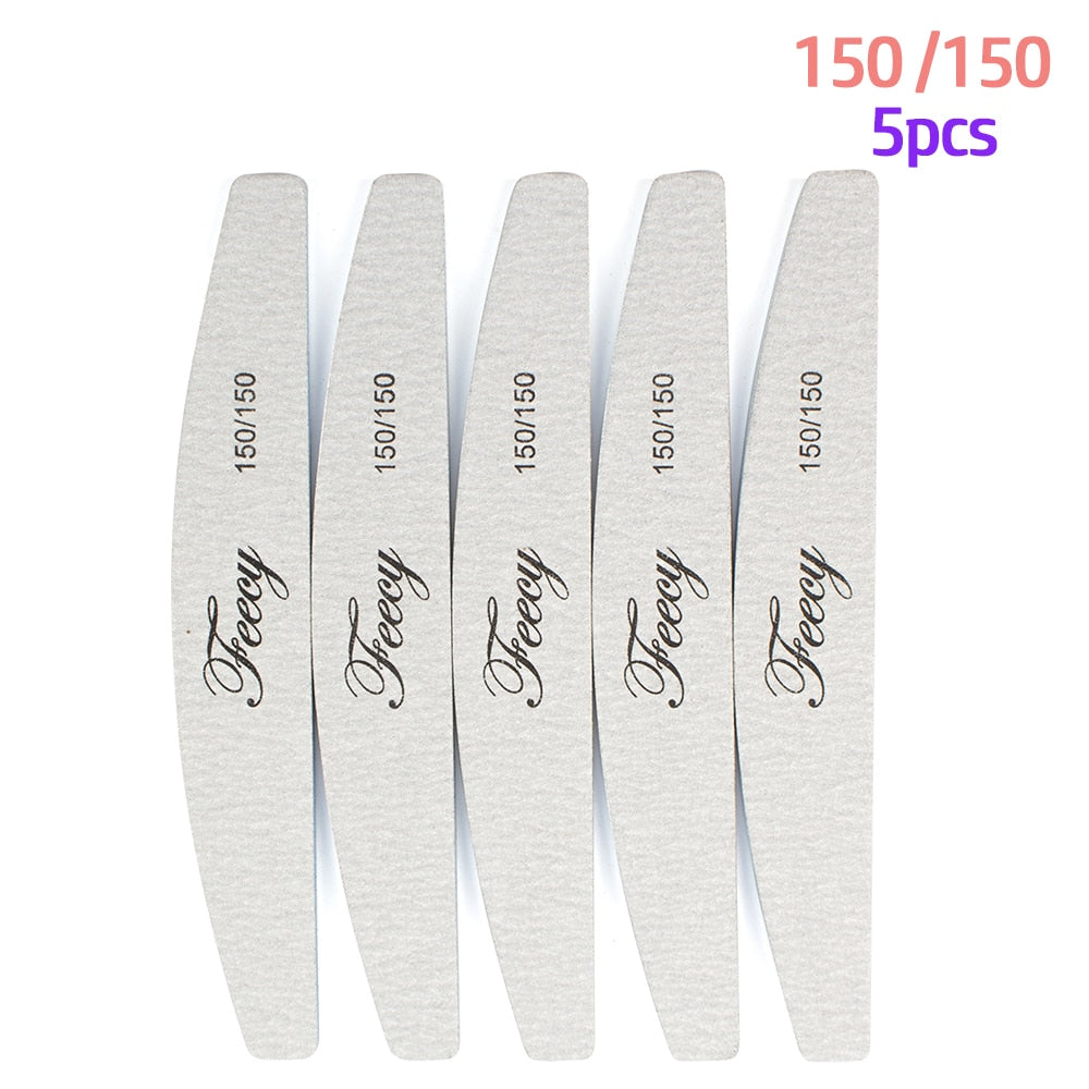 Limas de uñas 5/10 unids/lote 100/180, duraderas, pulidoras, tope de lijado, limas para pulir uñas, limas de madera para manicura, papel de lija
