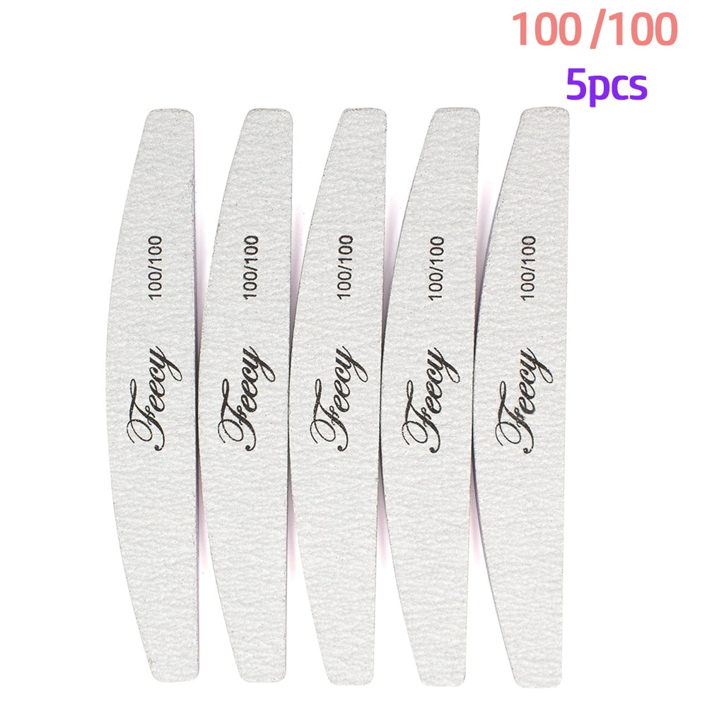 Limas de uñas 5/10 unids/lote 100/180, duraderas, pulidoras, tope de lijado, limas para pulir uñas, limas de madera para manicura, papel de lija