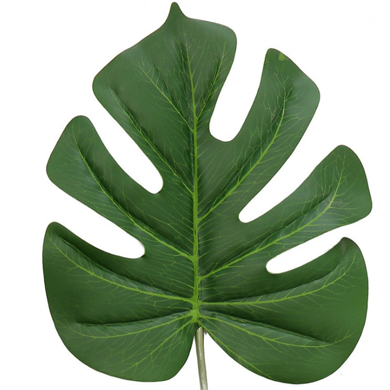 4 Uds. De hojas artificiales grandes de palmera Monstera, hoja de plástico verde, decoración DIY para boda, planta de arreglo de flores baratas