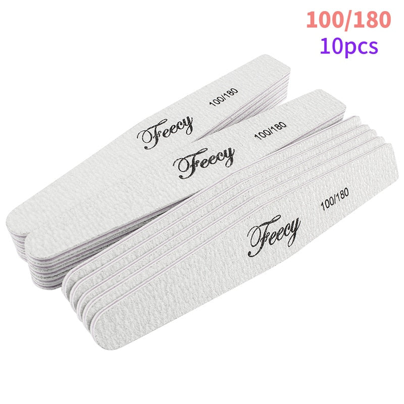 Limas de uñas 5/10 unids/lote 100/180, duraderas, pulidoras, tope de lijado, limas para pulir uñas, limas de madera para manicura, papel de lija