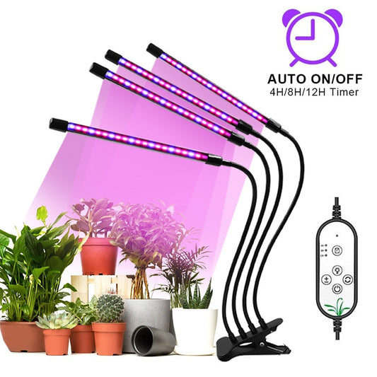 Luz LED de cultivo, lámpara Phyto USB de espectro completo, tienda de cultivo de 4 cabezales, Kit completo de fitoamplificador para plantas, plántulas, flores, protector de cultivo interior