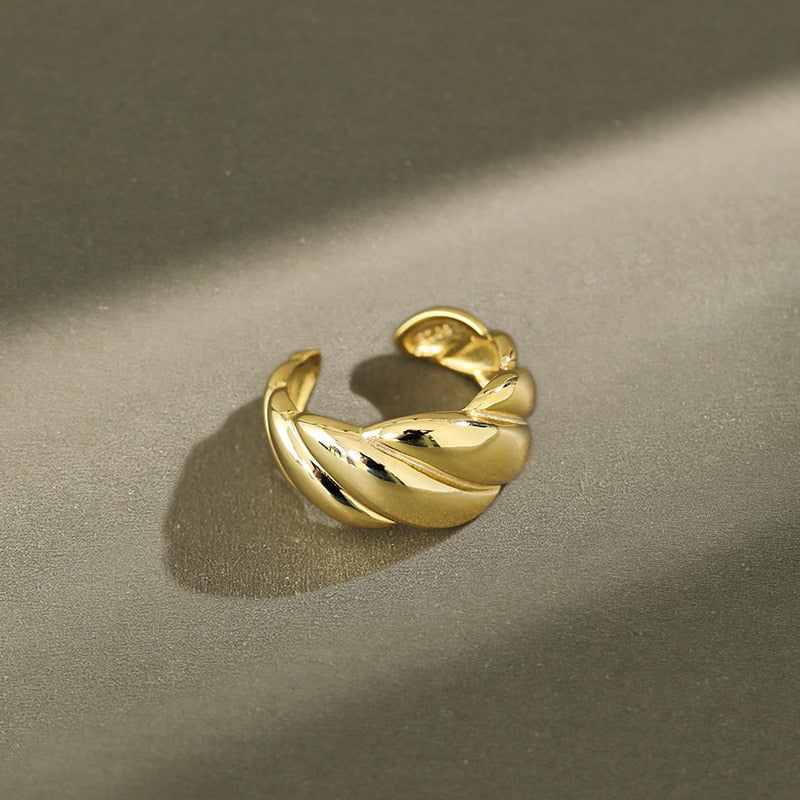 ANDYWEN 2020 Plata de Ley 925 gran tornillo gran giro anillos redimensionables 2020 oro fino grueso abierto anillos de brazalete joyería