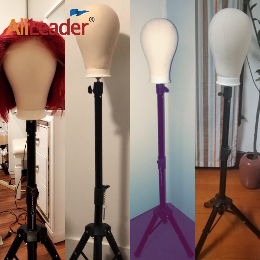 Alileader nuevo 140Cm/64Cm soporte para pelucas trípode para peluca con maniquí cabeza de bloque de lienzo trípode ajustable soporte para hacer peluca kit TPins regalo