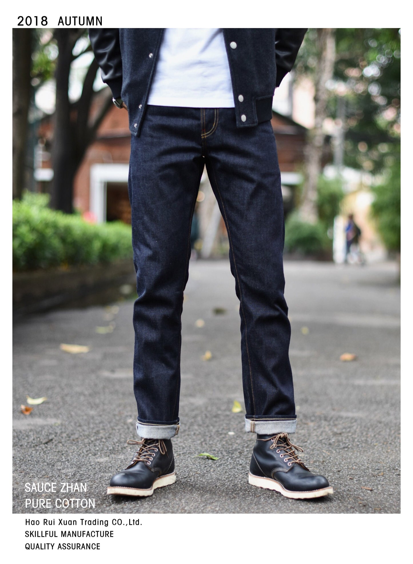 SauceZhan 310XX-HS Jeans para hombre Selvedge Sanforized Denim Jeans Jeans Raw Denim Indigo Slim Fit 14.5 Oz