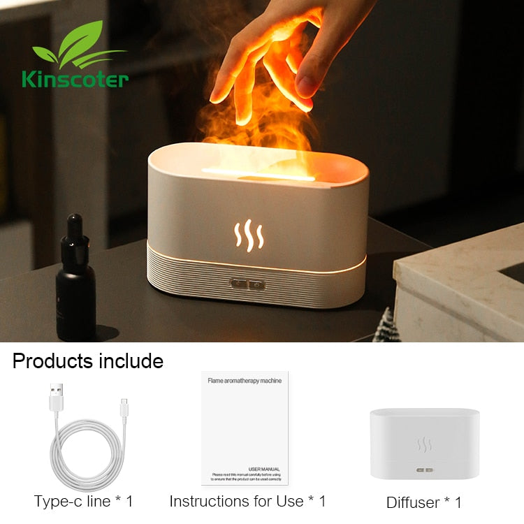 Kinscoter-difusor de Aroma, humidificador de aire ultrasónico, máquina de niebla, nebulizador, lámpara Led de llama de aceite esencial, Difusor