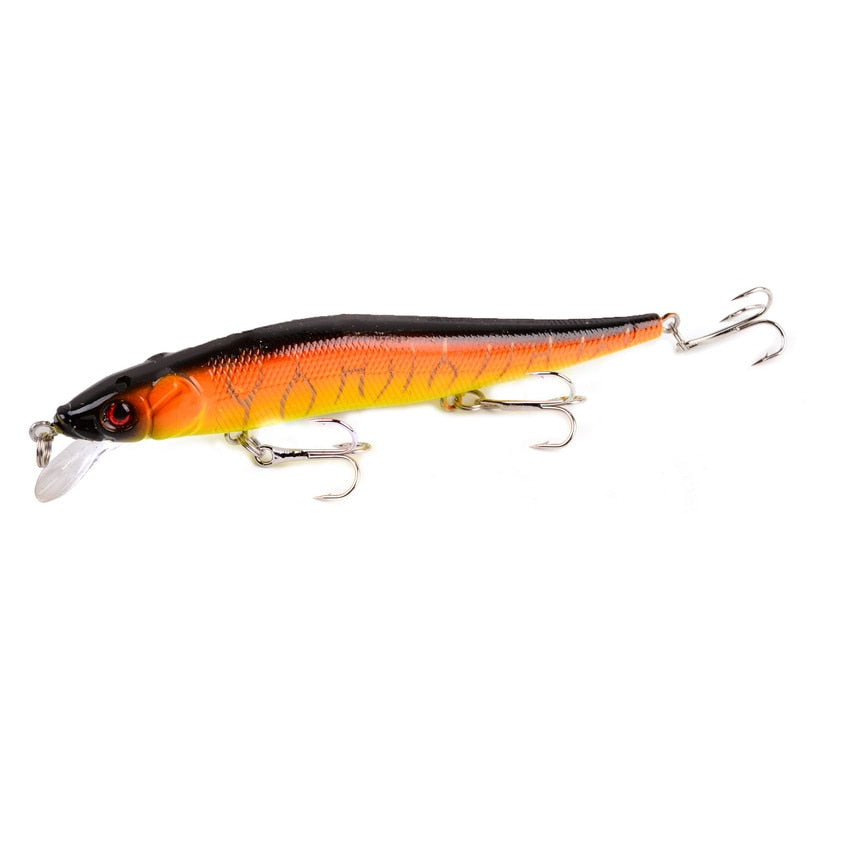 Señuelo de pesca Minnow, 11,5 cm, 13,9g, cebo duro Artificial flotante, señuelos wobbler de lubina, anzuelos triples para Lucio, aparejos