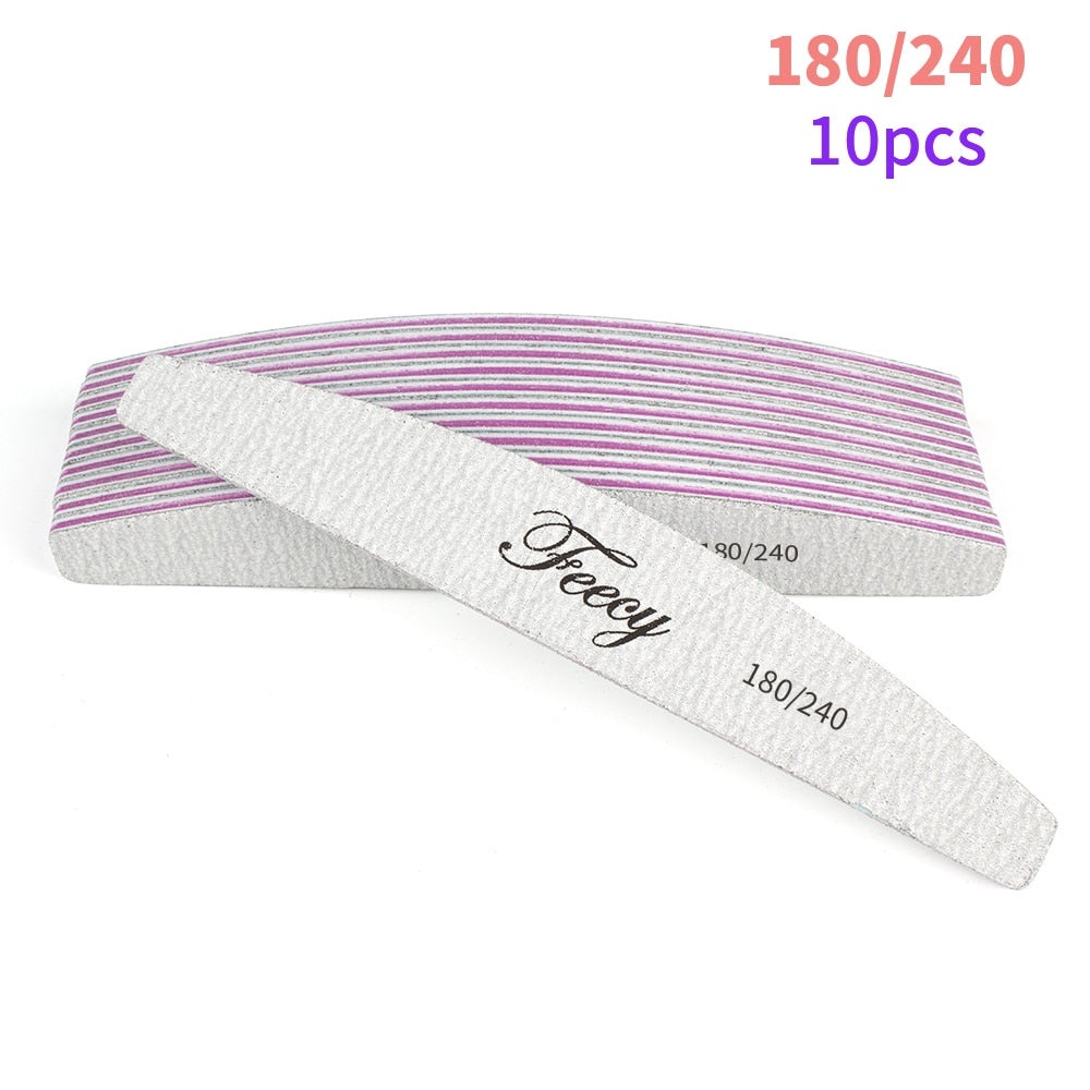 Limas de uñas 5/10 unids/lote 100/180, duraderas, pulidoras, tope de lijado, limas para pulir uñas, limas de madera para manicura, papel de lija