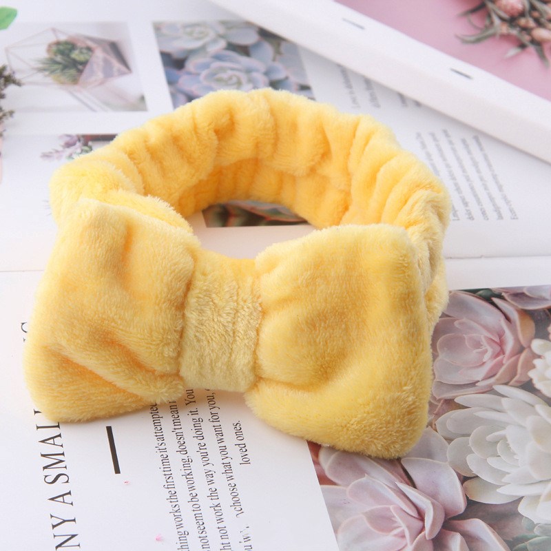 Flannel Cosmetic Headbands Soft Bowknot Elastic Hair Band Hairlace for Washing Face Shower Spa Makeup Tools