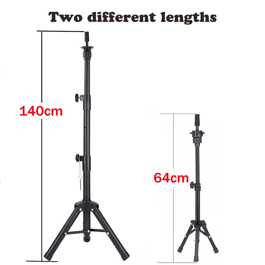 Alileader nuevo 140Cm/64Cm soporte para pelucas trípode para peluca con maniquí cabeza de bloque de lienzo trípode ajustable soporte para hacer peluca kit TPins regalo