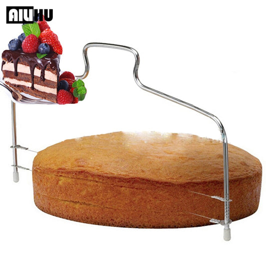 Accesorios de cocina, cortador de pastel de alambre ajustable de acero inoxidable, rebanador nivelador, herramienta para hornear pasteles DIY, utensilio de decoración de pasteles de fruta