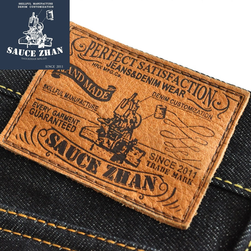 SauceZhan 310XX-HS Jeans para hombre Selvedge Sanforized Denim Jeans Jeans Raw Denim Indigo Slim Fit 14.5 Oz