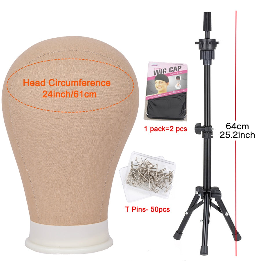 Alileader nuevo 140Cm/64Cm soporte para pelucas trípode para peluca con maniquí cabeza de bloque de lienzo trípode ajustable soporte para hacer peluca kit TPins regalo