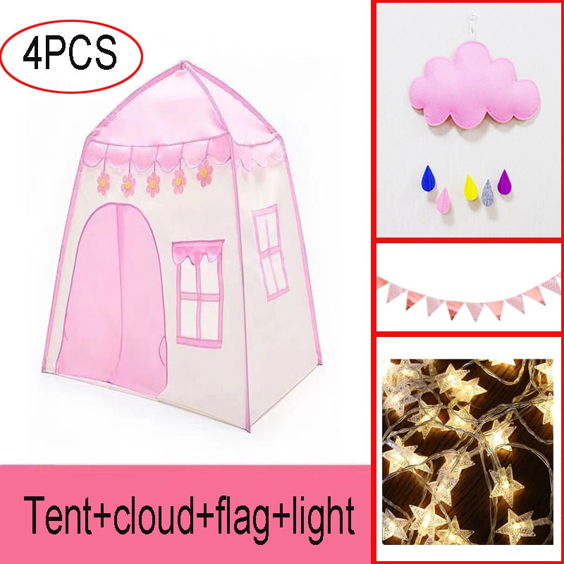 Casa de juegos de princesa para bebé, casa de juegos plegable con flores florecientes para niño y niña, tienda de campaña para interior y exterior, regalos