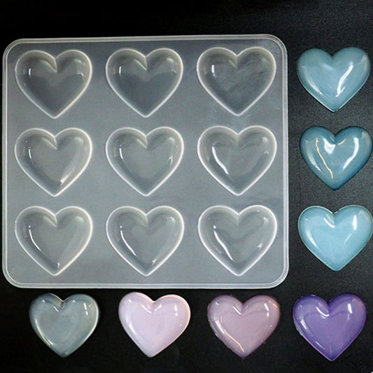 Molde para postres de silicona y Chocolate con forma de corazón de 9 tazas, molde para hornear magdalenas, molde para joyería de resina