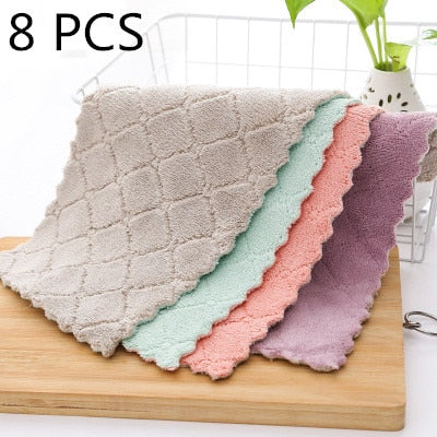 Toalla de microfibra súper absorbente para el hogar, paño para platos de cocina, trapo antiadherente para lavado de aceite, vajilla, herramienta de limpieza, 8 piezas