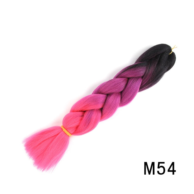 GAKA Women Jumbo Braids Pink Blonde Green Two Tone Color Long Ombre Glowing Twist Synthetic Braiding Hair Extension