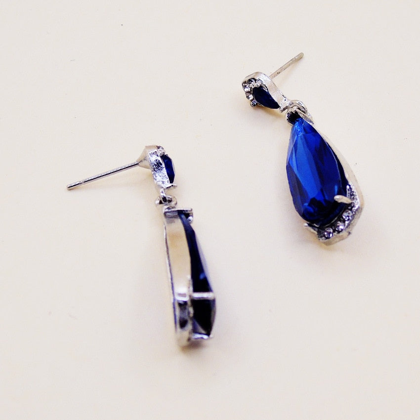 Pendientes creativos de Retro Azul con forma de gota de cristal, pendientes colgantes clásicos Vintage para mujer, joyería de moda para fiesta, el mejor regalo