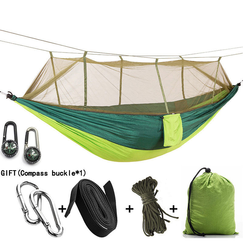 Hamaca para acampar/jardín con mosquitera, muebles de exterior para 1-2 personas, cama colgante portátil, columpio para dormir de tela de paracaídas resistente